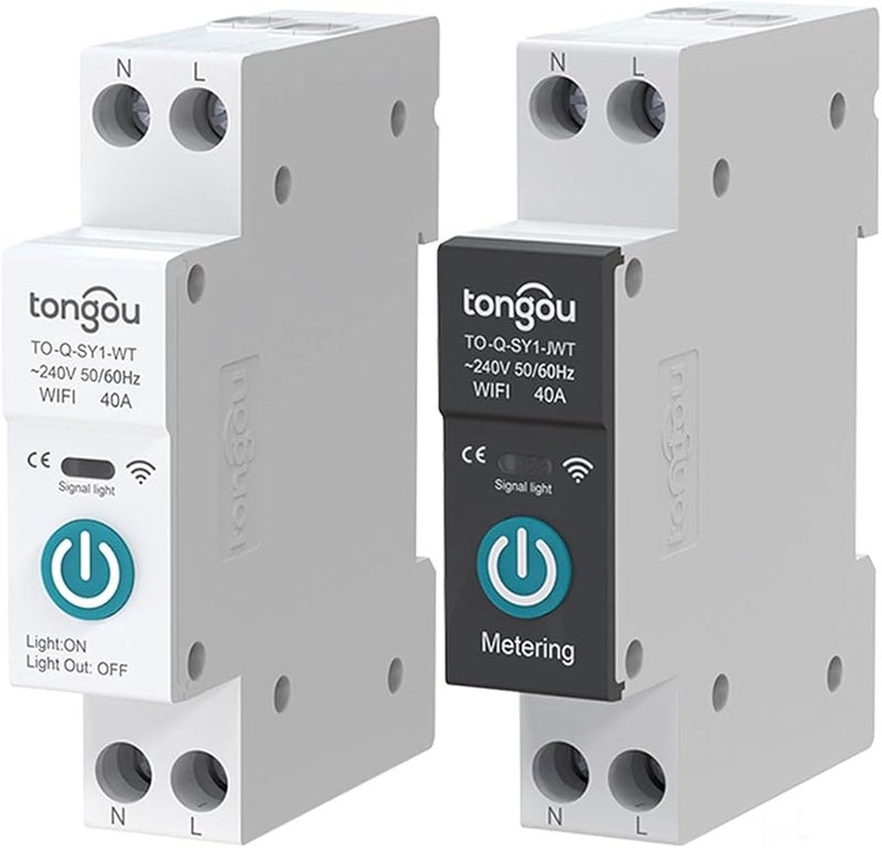 Tuya WiFi Smart Circuit Breaker 10A Black with Power Metering App Control - Image 1